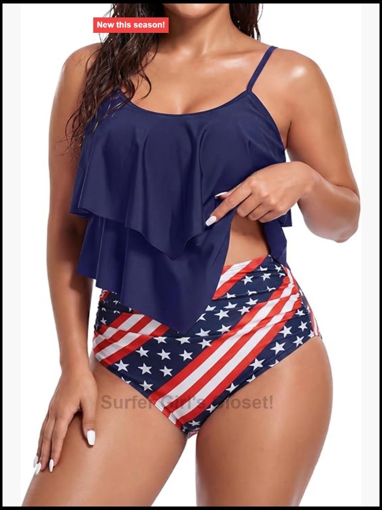 High Waisted Tankini Swimsuits Flounce Top Tummy Control Bathing Suit